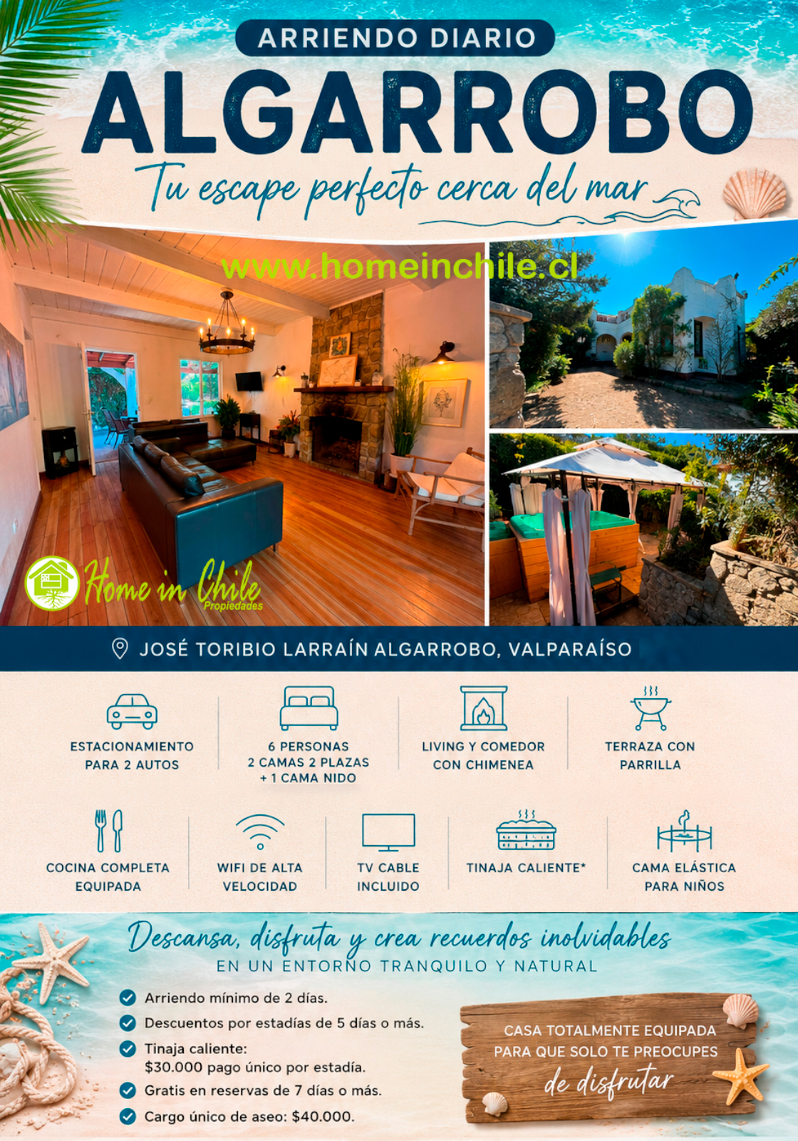 Hermosa Casa en Algarrobo, Valparaíso – Arriendo Diario
