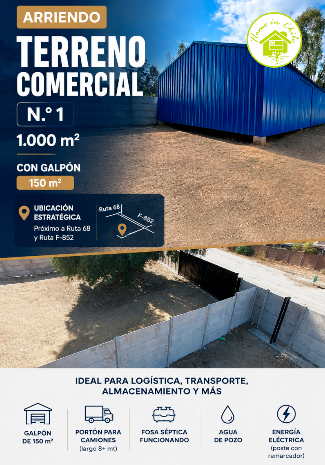 Terreno Comercial – Ubicación estratégica – Ruta 68 – Lo Vasquez (nº1)