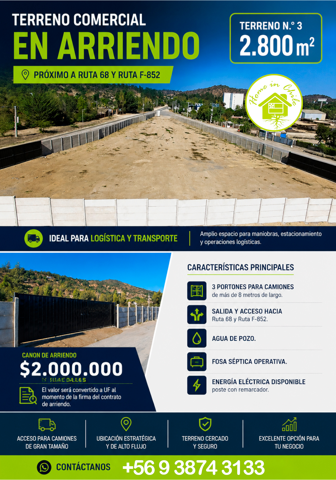 Terreno Comercial – Ubicación estratégica – Ruta 68 – Lo Vasquez   (nº3)